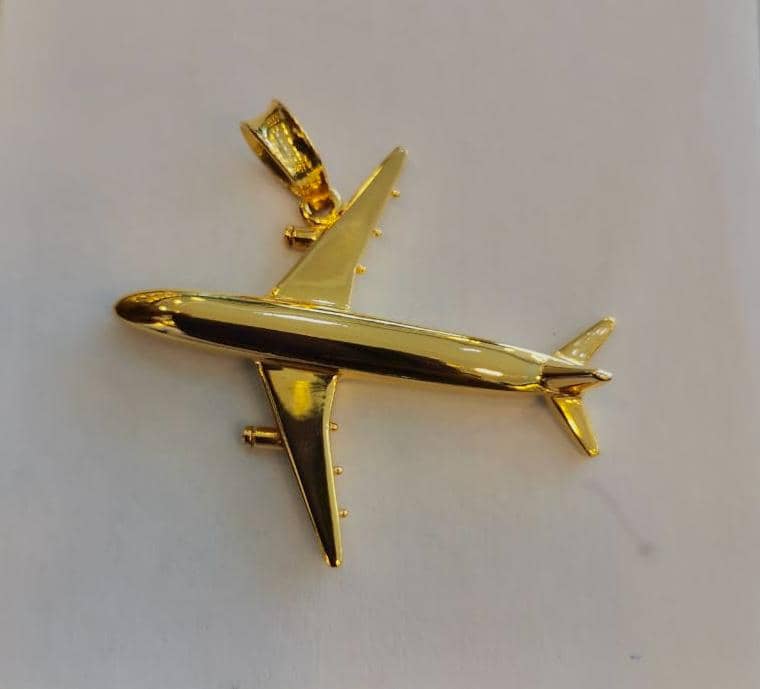 Custom gold airplane pendant